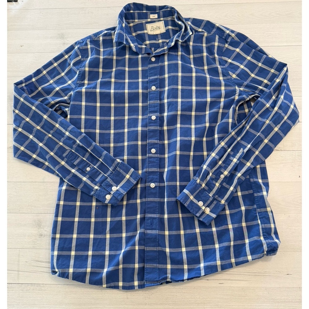 Bixby Nomad‎ button up shirt blue white checkered large tall slim